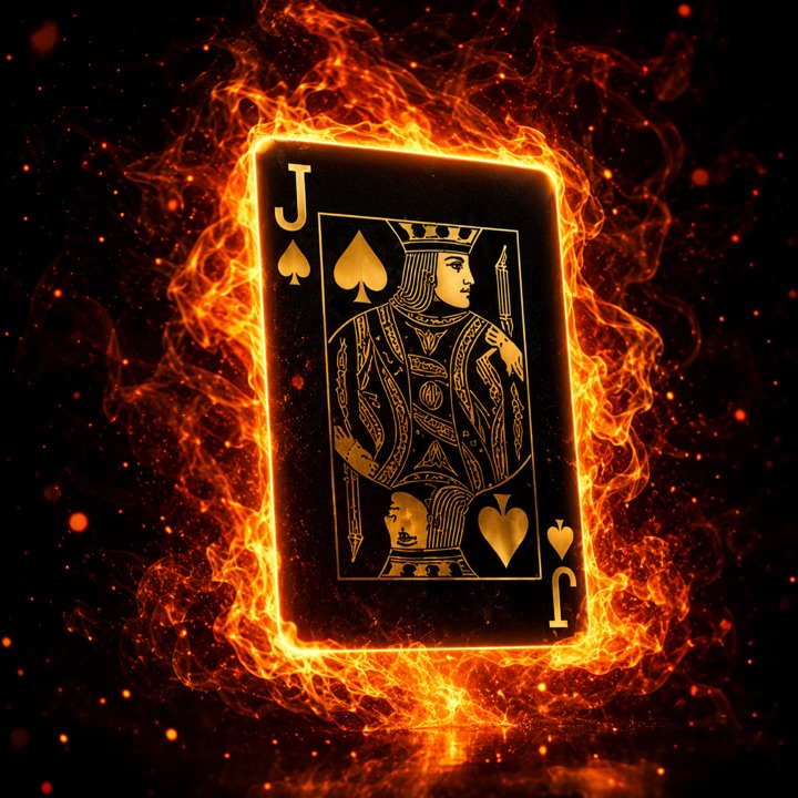 The Blackjack UK app icon: a gold Jack of Spades wrapped in flames